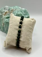 Braccialetto elastico Zoisite 6 mm e palline d’argento - immagine 2