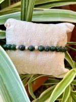 Braccialetto elastico Zoisite 6 mm e palline d’argento