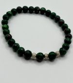 Braccialetto elastico Zoisite 6 mm e palline d’argento - immagine 3