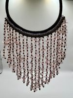 Collana Macramè Lavorata interamente a mano con quarzo rosa - immagine 3