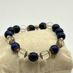 ✨ Bracciale in Quarzo ialino e Occhio di Gatto – con filo elastico ✨