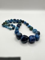 Collana in Agata Azzurra Naturale – pezzo unico con geodi e cristalli interni - immagine 2
