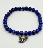 Bracciale in Lapislazzuli Naturale da 6 mm con Ciondolo Testa di Elefante – Portafortuna di Saggezza e Protezione - immagine 2