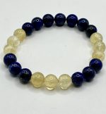 Bracciale in Citrino e Lapislazzuli Naturali da 8 mm – Energia, Prosperità e Saggezza