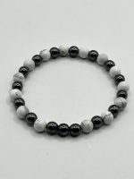 Bracciale in Howlite e Ematite Naturali da 6 mm – Calma, Forza ed Equilibrio - immagine 2