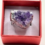 Anello regolabile in acciaio con drusa di Ametista 💜
