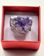 Anello regolabile in acciaio con drusa di Ametista 💜