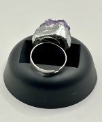 Anello regolabile in acciaio con drusa di Ametista 💜 - immagine 4