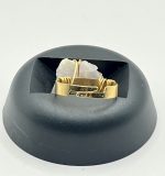 💍 Anello regolabile in acciaio dorato con pietra grezza di Ametista 💜✨ - immagine 2