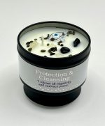 Candela di protezione profumata – Cera di soia, Salvia Bianca, Incenso e Cristalli ✨ - immagine 2