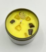 Candela di Abbondanza e Prosperità – Cera di soia, Occhio di Tigre, Quarzo Citrino + amuleto in regalo 💛✨ - immagine 2