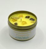 Candela di Abbondanza e Prosperità – Cera di soia, Occhio di Tigre, Quarzo Citrino + amuleto in regalo 💛✨