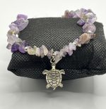 Cavigliera elastica in Ametista con ciondolo tartaruga 💜🐢 - immagine 2