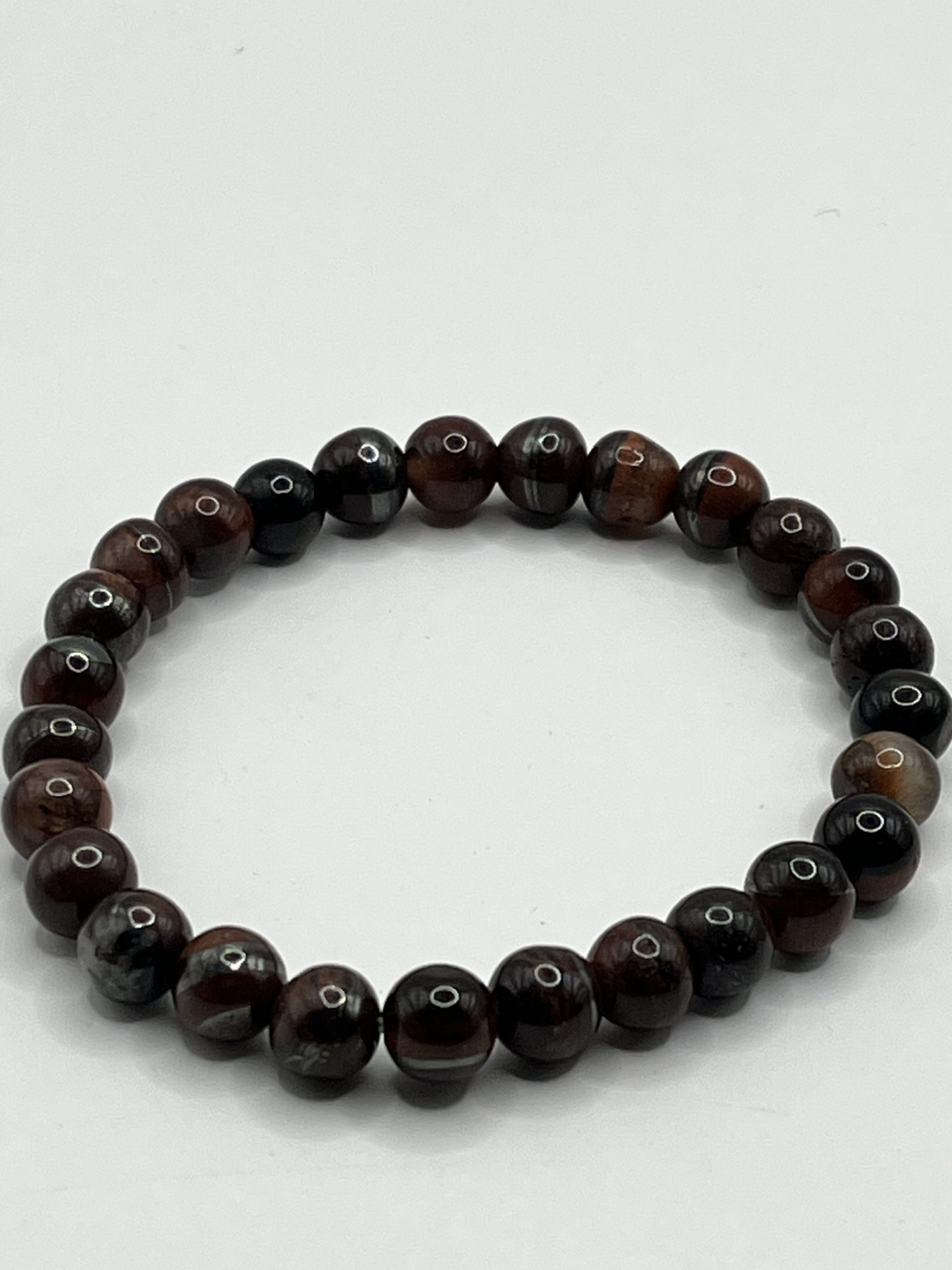 img_0505 Bracciale elastico con pietre di Occhio di Bue 8 mm 🔴🧿 - immagine 1