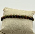 Bracciale elastico in Unakite 6 mm 💚🧡✨ - immagine 2