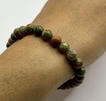 Bracciale elastico in Unakite 6 mm 💚🧡✨ - immagine 3