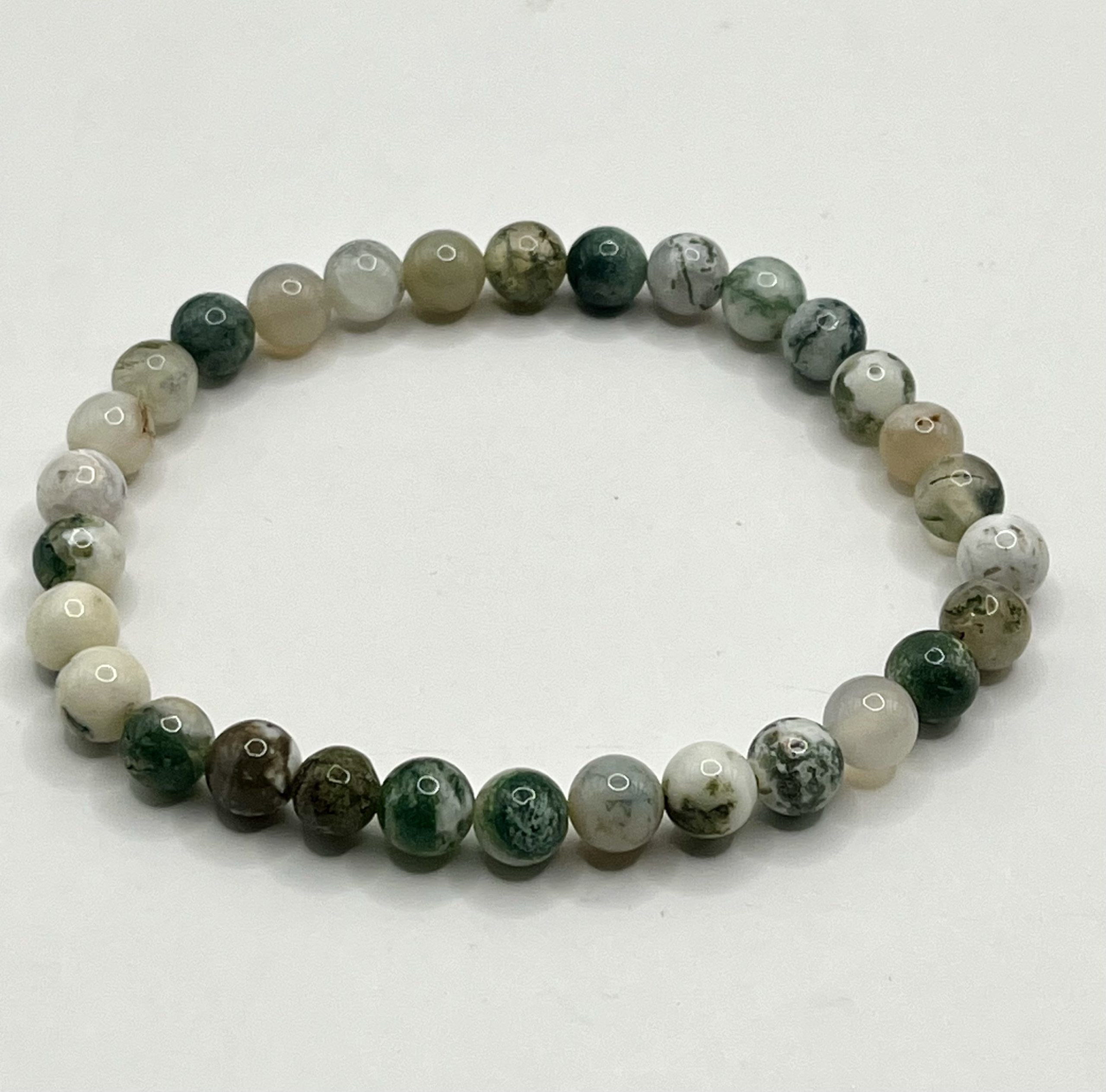 img_0596 Bracciale elastico in Agata Albero 6 mm π³πβ¨ - immagine 1