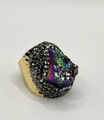Anello dorato regolabile con Quarzo Titanio 🌈 e brillantini ✨💍 - immagine 5