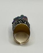 Anello dorato regolabile con Quarzo Titanio 🌈 e brillantini ✨💍 - immagine 2