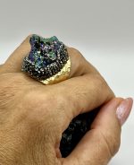 Anello dorato regolabile con Quarzo Titanio 🌈 e brillantini ✨💍