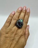 Anello dorato regolabile con Quarzo Titanio 🌈 e brillantini ✨💍 - immagine 4
