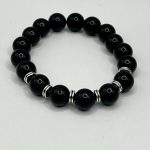 Bracciale elastico con Onice nero 10 mm 🖤✨