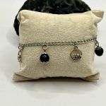 Bracciale in acciaio chirurgico con ciondoli: Su Coccu, Ossidiana Sarda e Corallo Rosso ✨🌹