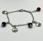 Bracciale in acciaio chirurgico con ciondoli: Su Coccu, Ossidiana Sarda e Corallo Rosso ✨🌹 - immagine 3