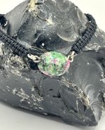 Bracciale macramè nero con pietra di Zoisite 🖤💚