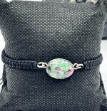 Bracciale macramè nero con pietra di Zoisite 🖤💚 - immagine 2