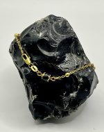 Cavigliera o braccialetto ,con Su Coccu in Ossidiana 6 mm e argento placcato oro 🧿✨ - immagine 2