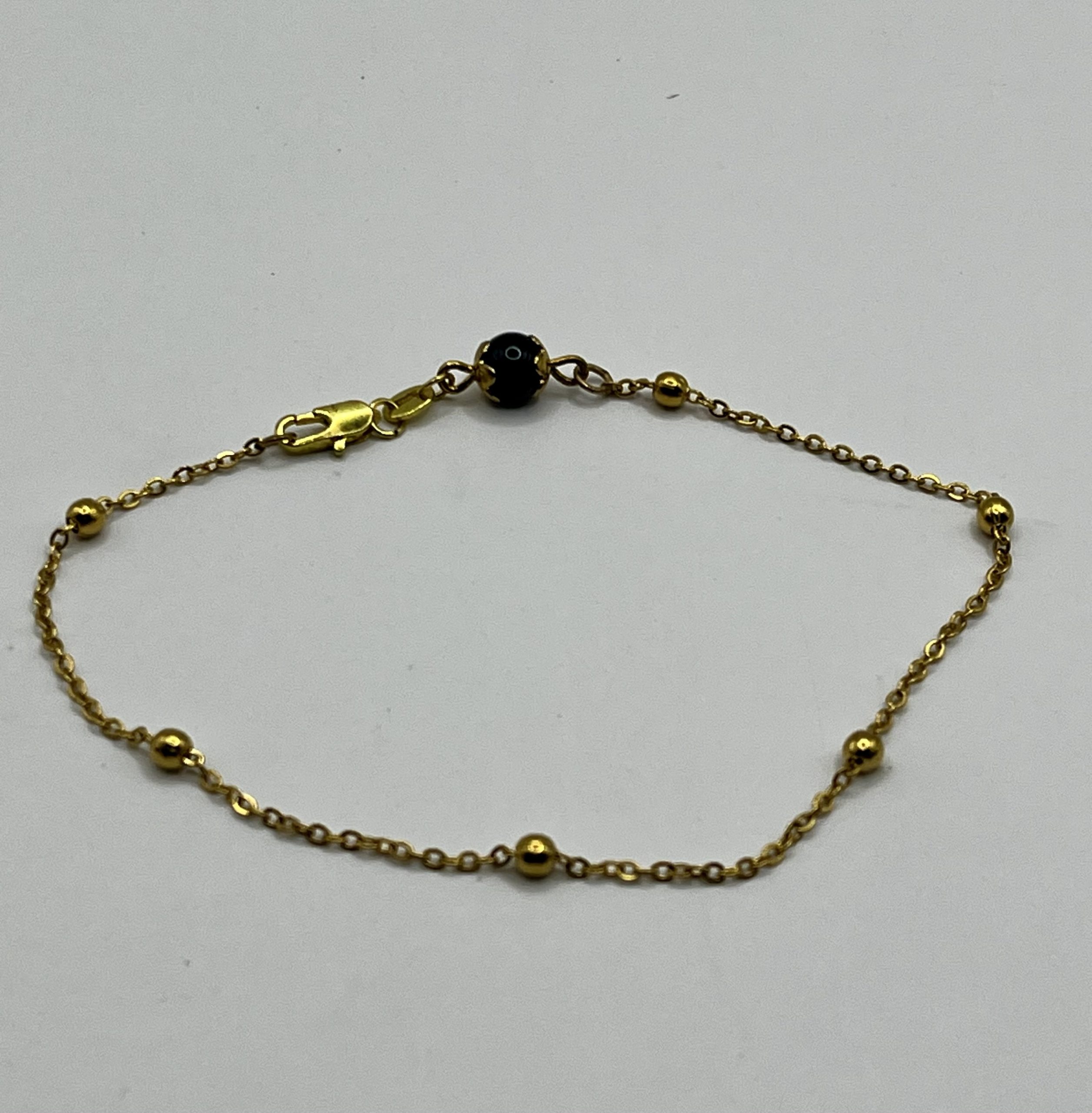 img_0679 Cavigliera o braccialetto ,con Su Coccu in Ossidiana 6 mm e argento placcato oro 🧿✨ - immagine 1
