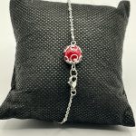 Braccialetto i cavigliera in acciaio chirurgico con Su Coccu e perla di Corallo Rosso 🧿🌹