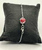 Braccialetto i cavigliera in acciaio chirurgico con Su Coccu e perla di Corallo Rosso 🧿🌹