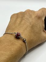 Braccialetto i cavigliera in acciaio chirurgico con Su Coccu e perla di Corallo Rosso 🧿🌹 - immagine 2