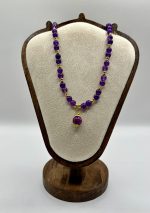 Collana con Agata viola 6 mm e pietra centrale 8 mm 💜✨ - immagine 3