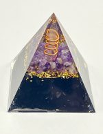 Piramide in resina 5x5 con Shungite, Ametista, rame, oro e Quarzo Ialino 🖤💜✨ – Protezione da elettrosmog - immagine 2