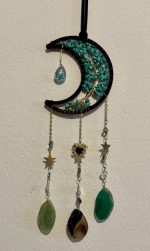Acchiappasogni a forma di Luna con pietre di Turchese e Agata – Armonia & Protezione - immagine 4