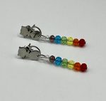 Orecchini a forma di gatto 🐱 con cristalli colorati 7 Chakra – Gioiello portafortuna - immagine 2