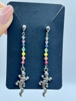 Orecchini con cristalli 7 Chakra 🌈 e ciondolo Gecko 🦎 – Gioielli portafortuna