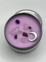 Candela profumata alla Lavanda e Camomilla con Ametista e ciondolo Luna 🌙 – Pace & Attrazione