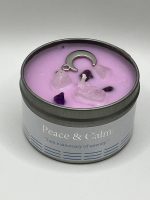 Candela profumata alla Lavanda e Camomilla con Ametista e ciondolo Luna 🌙 – Pace & Attrazione - immagine 2