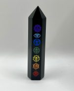 Punta di Onice Nera con Simboli dei 7 Chakra – Energia, Protezione e Armonia - immagine 2