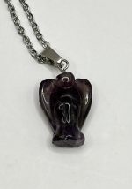 Collana in acciaio chirurgico con ciondolo Angelo in Ametista – Protezione e spiritualità