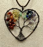 🌳 Collana Albero della Vita a Cuore con Pietre dei Sette Chakra e Cordino Marrone 🌈