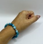 Bracciale Elastico con Pietre Naturali di Larimar 8 mm – Serenità e Comunicazione Interiore - immagine 3