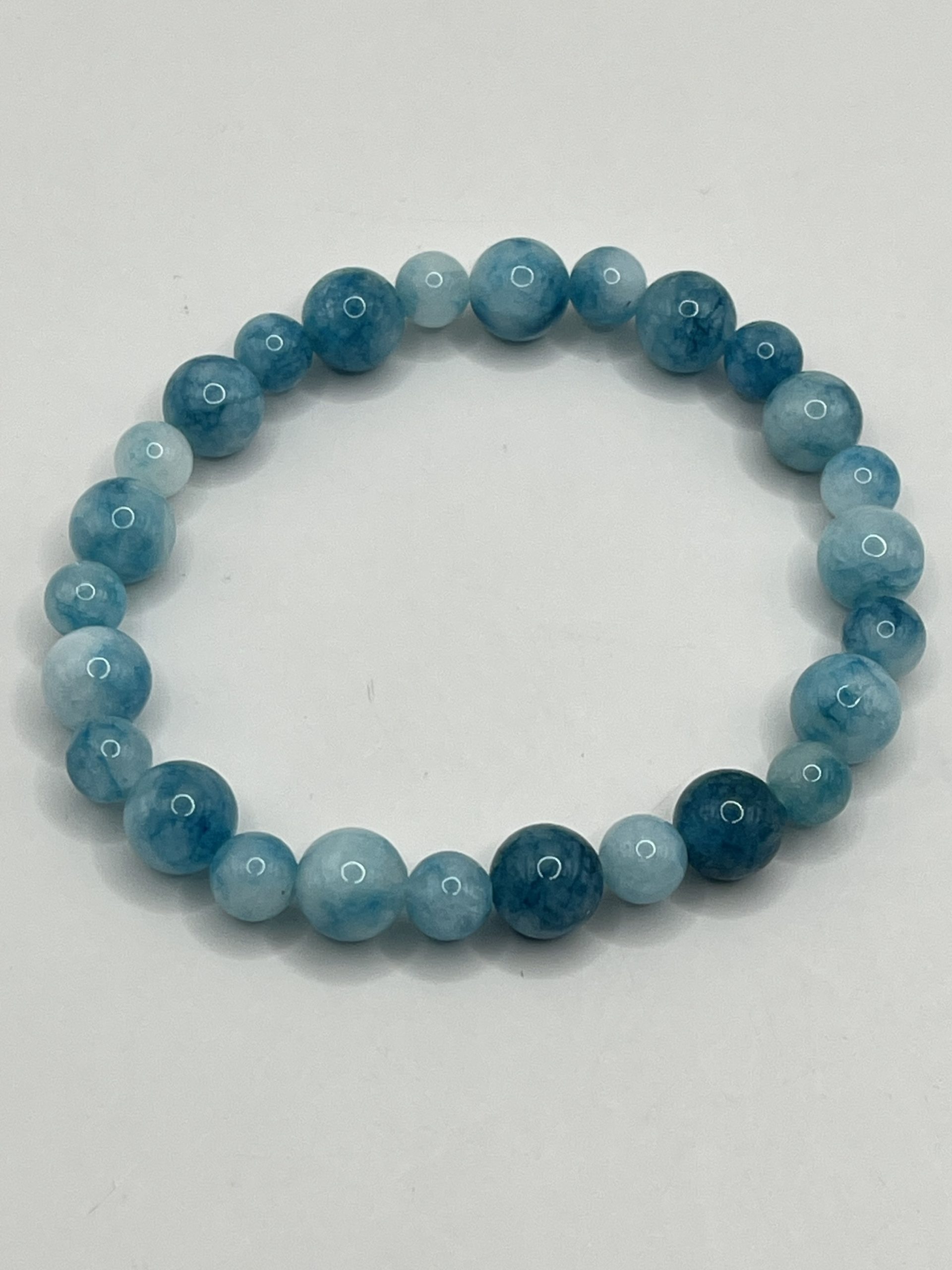 img_1187 Bracciale Elastico con Pietre di Larimar 8 mm e 6 mm – Armonia, Calma e Comunicazione Interiore - immagine 1