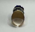 🩵 Anello con Quarzo Titanio Blu – Metallo Dorato Regolabile - immagine 4