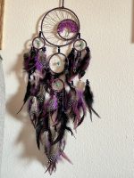 🌙 Acchiappasogni Viola con Pietre e Piume – Energia Mistica e Protezione dei Sogni