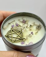 🔮 Candela Protettiva con Ametista, Salvia Bianca e Cera d’Api Naturale